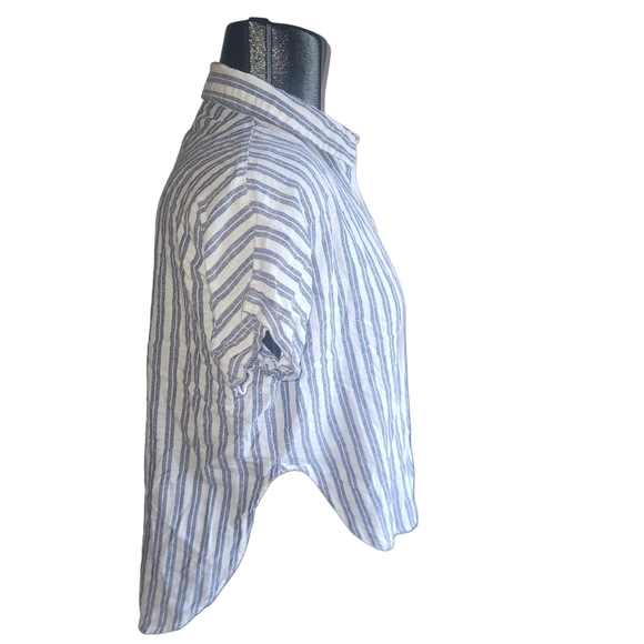 Favlux Blue And White Striped High Low Shirt M - Picture 3 of 6